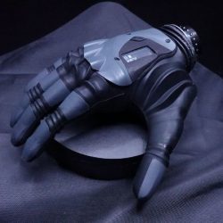 A closeup photo of the COVVI Hand with the Titan Grey covers on
